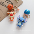 Jumping Tiger Pooh Bell Cartoon Keychain Wild Quicksand Ball 3D Doll Keychain Bag Accessories